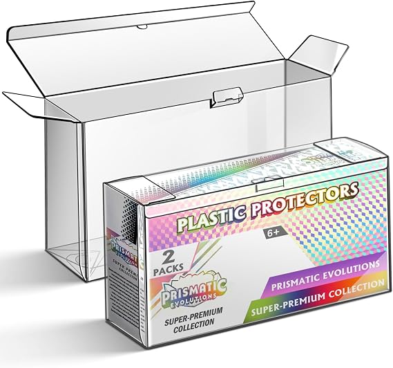 Prismatic Evolutions SPC Box Plastic Protectors, 0.8mm Super Thick Display Protector - Compatible with PKMN Prismatic Evolutions Super Premium Collection Box (2 Packs)