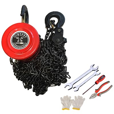 Manual Hand Lift Steel Chain Block Hoist with 2 Hooks, 2 Ton 4,000 lb Capacity