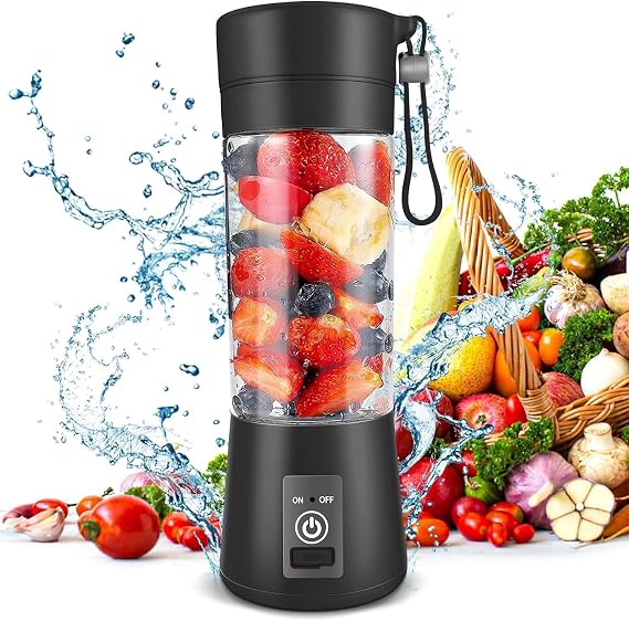 Portable Blender, Personal Size for Shakes and Smoothies with 6 Ultra Sharp Blades, Mini Blender for Travel/Picnic/Office/Gym(Black)