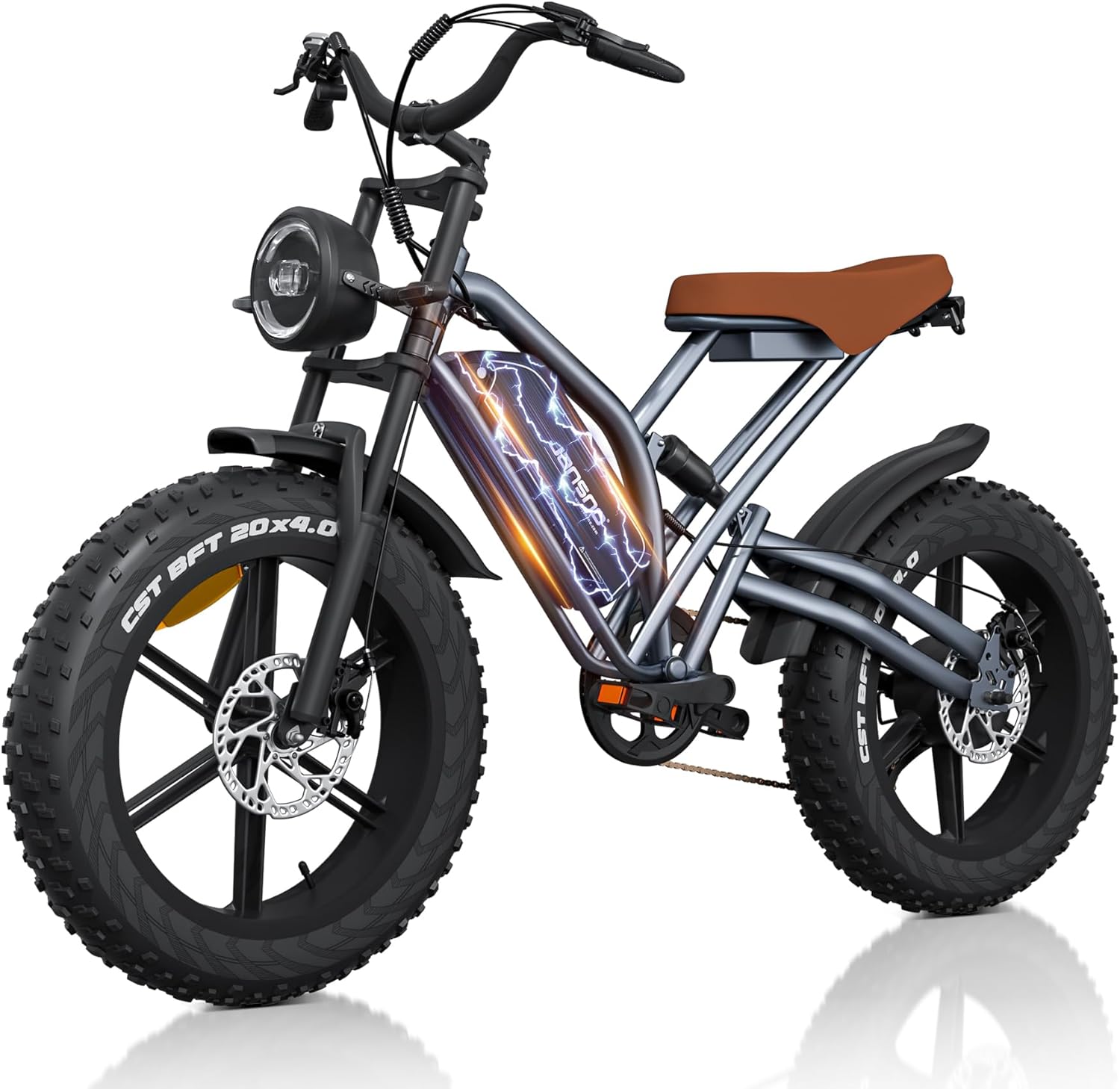 JANSNO X50 Electric Bike for Adults, 75W, 2530MPH,48V,672Wh Battery, Max 50-75 Miles Electric Motorcycle, 20 Fat Tire Dirt Bike, 7-Speed E-Bike