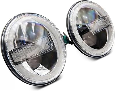 Raxiom 7-Inch LED Headlights with Halos; Black Housing; Clear Lens Compatible For 97-18 Jeep Wrangler TJ & JK
