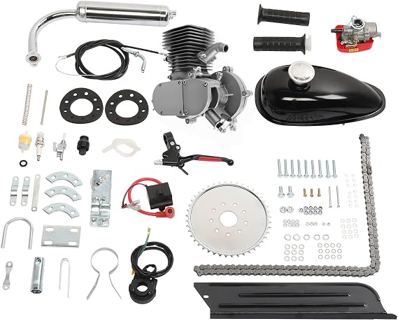 Bicycle Motor Kit 100cc, Motorized Bicycle Engine Kit 2 Stroke Petrol Gas Motor Engine Kit Fits Most 26" or 28" Bikes with V-Frame (44 Tooth Sprocket)