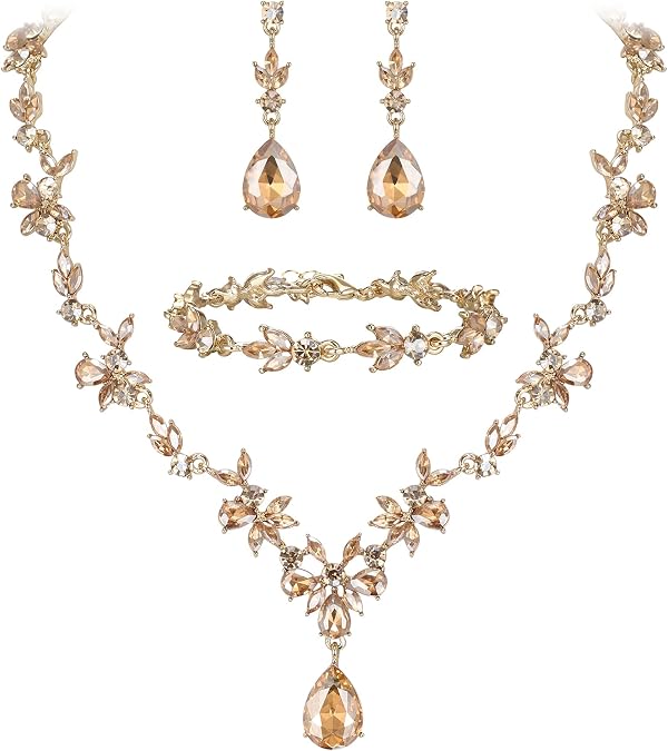 BriLove Wedding Jewelry Set for Women,Gorgeous Crystal Bridal Accessories