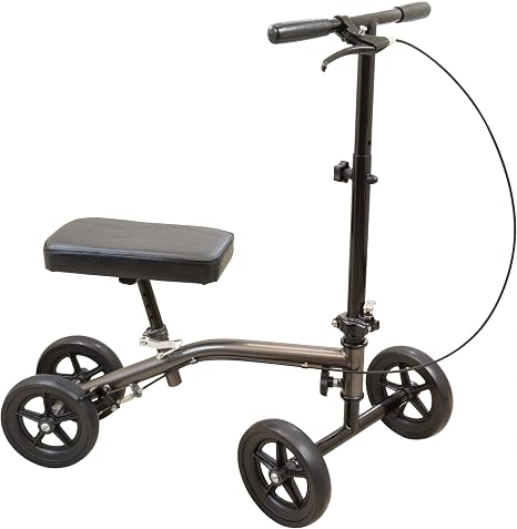 Roscoe Medical Knee Scooter for Adults for Foot Surgery - Foldable & Adjustable Knee Walker for Broken Foot & Leg Injuries, Crutch Alternative, Knee Rover, (Up to 250lbs, 7.25" Wheels), Sterling Grey