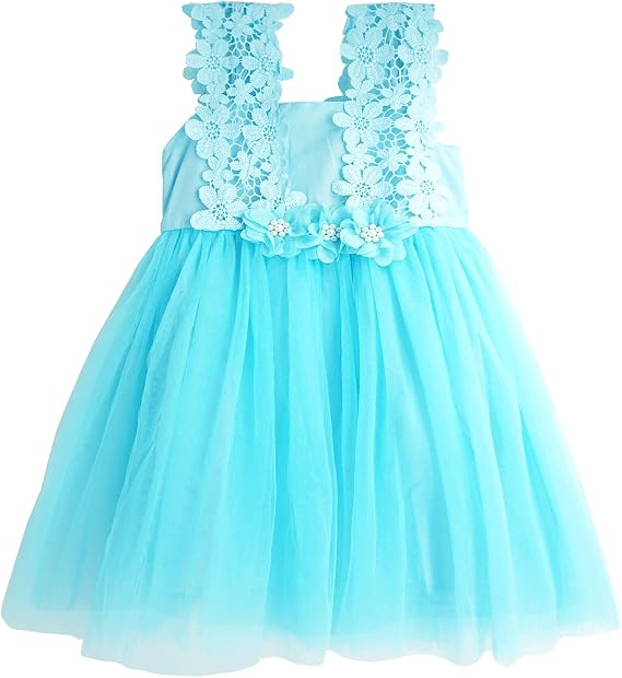 BGFKS Baby Girl Flower Lace Dress Elegant Princess Toddler Tulle Dress for Wedding Birthday Party.