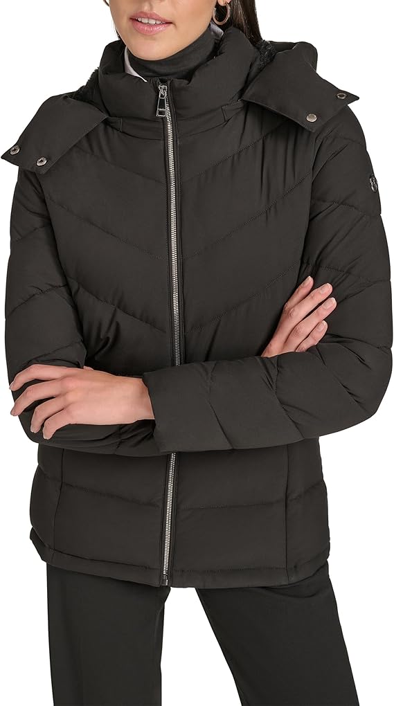 Calvin Klein Women's Outerwear coat, Ebony, Medium