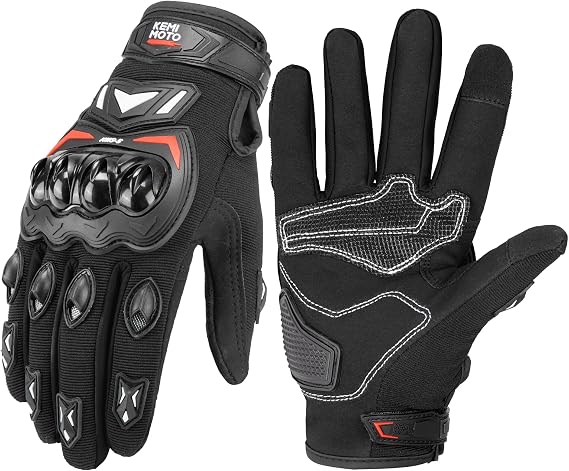KEMIMOTO KM402 Motorcycle Gloves, Summer, Mesh, Breathable, Lightweight, Smartphone Compatible, Summer Gloves, Motorcycle Gloves, Anti-slip, Shockproof, Protection, Spring, Summer, Autumn