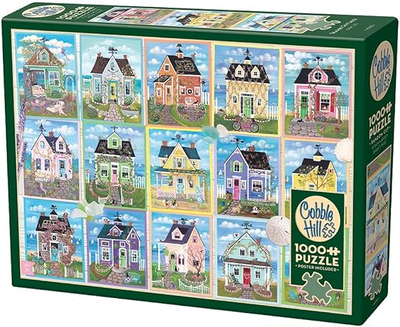 Cobble Hill 1000 Piece Puzzle - Seaside Cottages- Sample Poster Included