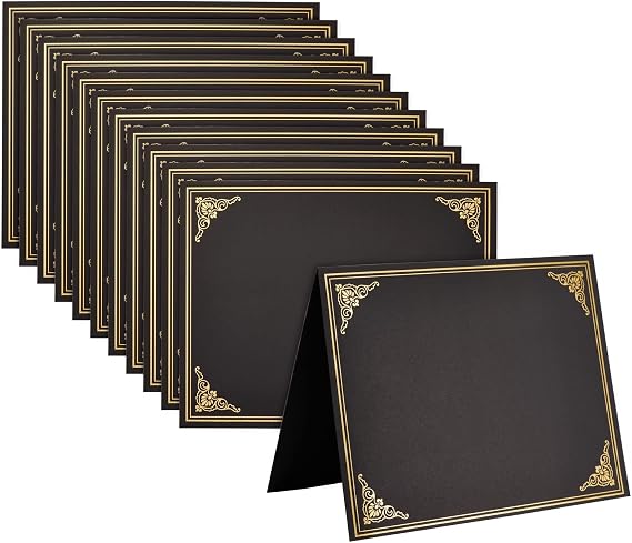 Best Paper Greetings Certificate Holders 12-Pack - 8.5 x 11 Inch, Black with Gold Foil - Diploma Holder & Award Frame for Employee Recognition & Certifications - Document Presentation & Protection