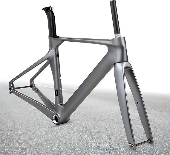 700C Road Bike Frameset 43.5/46/48/50/52/54/56CM Carbon Fiber Disc Brake Frame F12x100mm R12x142mm Thru Axle Frame With Fork Internal Routing