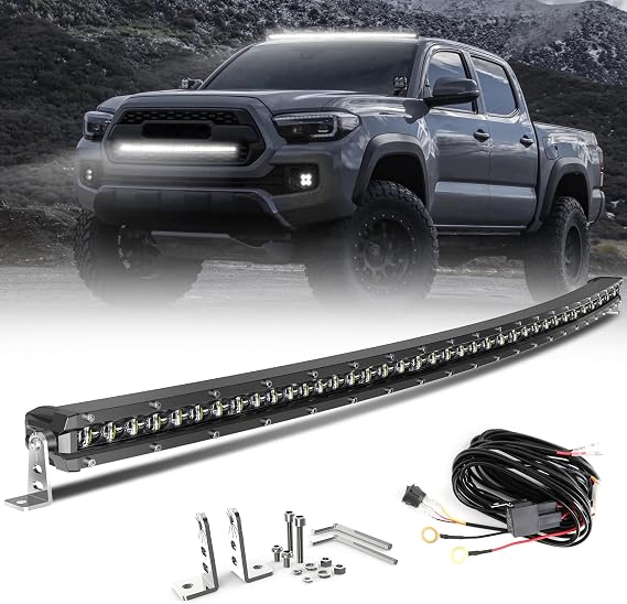CO LIGHT 44 inch Curved Single Row LED Light Bar | 6D Projector Lens | Spot & Flood Combo Beam | Slim Driving Light |Ideal for Off-Road, Trucks, ATV, UTV, Marine, IP68 Waterproof with Wiring Harness