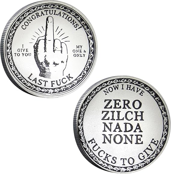 2PCS Novelty Challenge Coins Prank Gesture Design Coins Funny Heads and Tails Coin Lucky Coin Token Funny Prank Gifts for Coin Collectors,Double Side Challenge Coins Lucky Token (Silver)