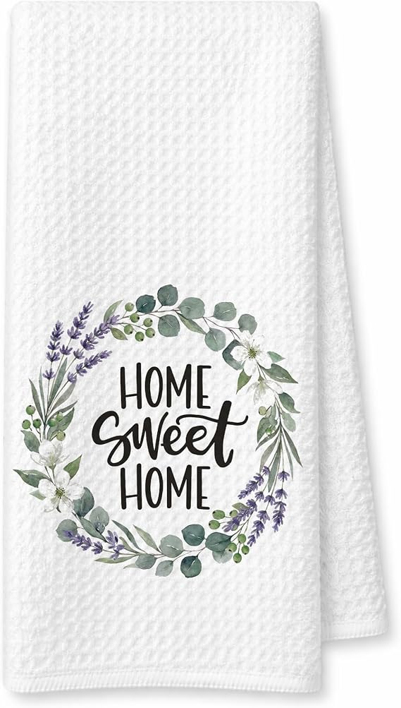 Home Sweet Home Gift Kitchen Towels, Family Floral Gifts for Women Grandma, Family Eucalyptus Decor Hand Cloth for Farmhouse Room Decor, 16x24 in