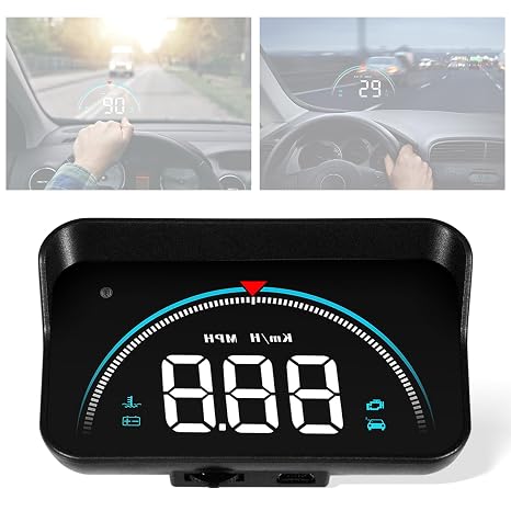 Car OBD2 HUD Head Up Display Gauge Speedometer MPH KMH RPM Warning Alarm Meter