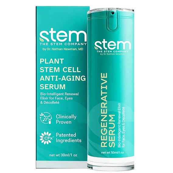 STEM Natural Intelligence Anti-Aging Plant Stem Cell for Serum for Face, Hyaluronic Acid, Gluconolactone & Glycoproteins, Exosome-Inspired, Peptide-Like Skin Tightening & Firming Formula, 1oz