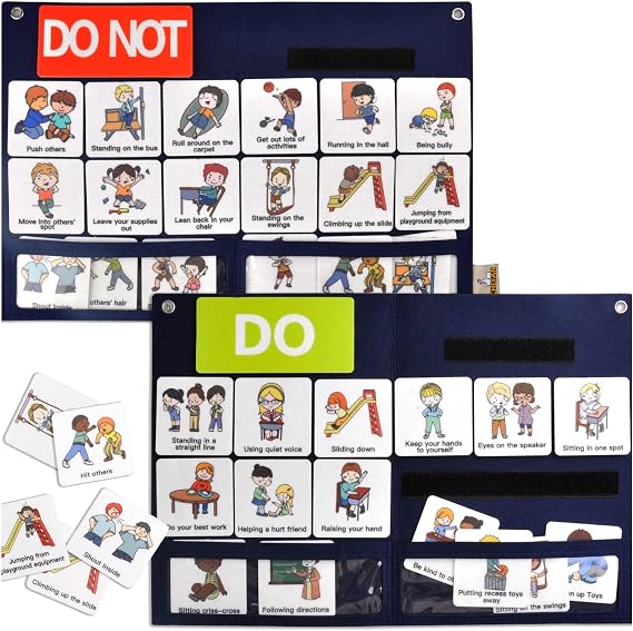CHEFAN Behavior Chart for Classroom Management, Classroom Behavior Chart with 36Pcs Pocket Cards, Classroom Rules Chart, Classroom Behavior Signs, Pocket Chart for Kindergarten, School or Homeschool