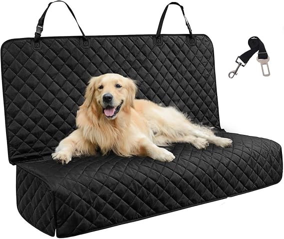 JSTHT Dog Car Seat Cover for Back Seat, Waterproof Bench Seat Cover Protector Nonslip Durable Soft Pet Dog Back Seat Cover for Car, Truck, SUV (Black)