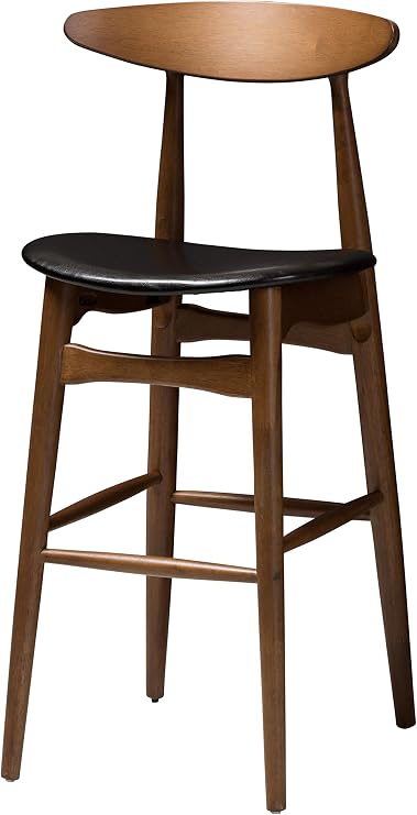 Baxton Studio Floretta Bar Stool, Black/Walnut Brown