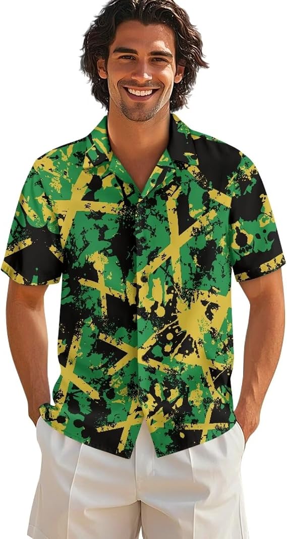 Mens Short Sleeve Button Up Dress Shirts Casual Collared Vacation Outfits Loose Fit Stylish Summer Tops Resort Wear