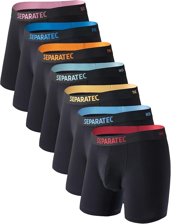 Separatec Men's Boxer Shorts Pack of 7 Double Bag Men's Underpants Bamboo Rayon Breathable Soft Underwear