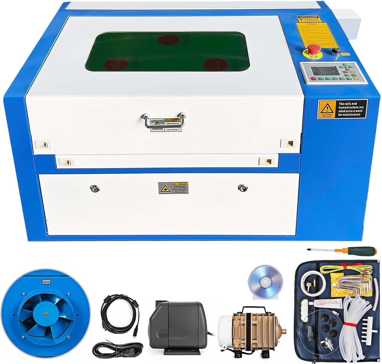 50W CO2 Laser Engraver, 20 x 12 Laser Cutter Machine with 2-Way Pass Air Assist, Compatible with LightBurn, AutoCAD, Windows, Mac OS, Linux, for Wood Acrylic Fabric More
