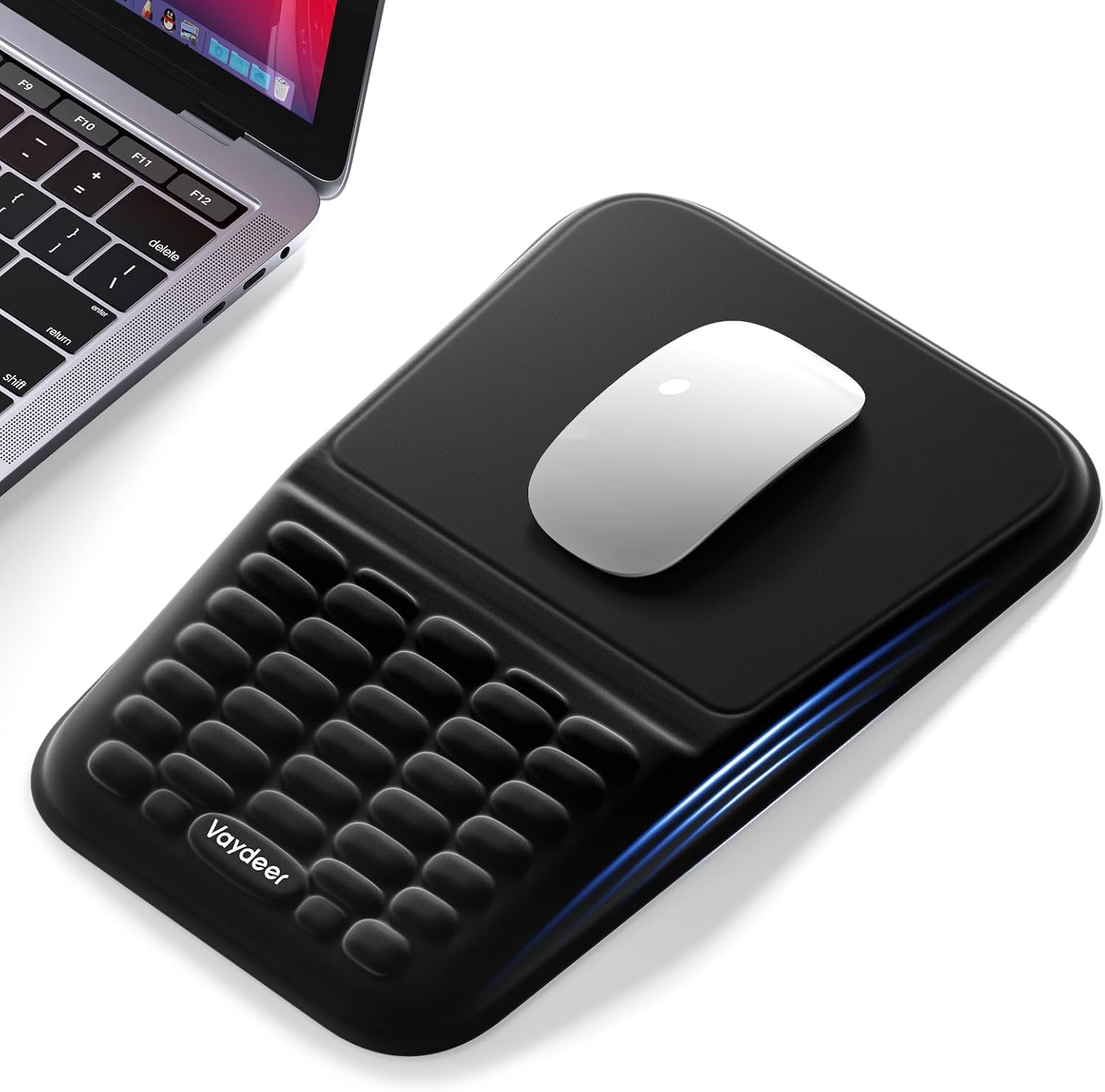 VAYDEER Ergonomic Mouse Mat Gel Cushion Mouse Pad Hand Rest [Healthy Posture] [Pain Relief] [Memory Foam] [Skin-Friendly] [Non-Slip] Wrist Rest for Computer Laptop Desktop Black