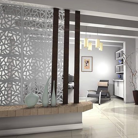 Stepstall Hanging Room Divider Made of Environmentally PVC, 12 PCS Room Divider Partitions Panel Screen for Decorating Bedroom, Dining, Study and Sitting-Room, Hotel, Bar and Restaurant(White)