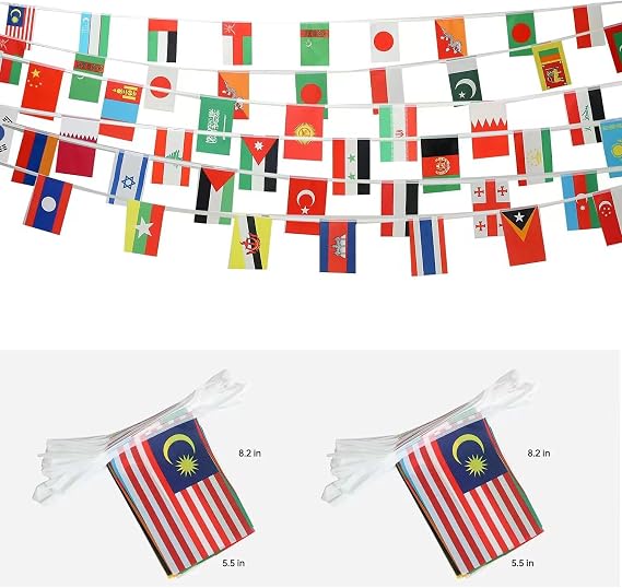 2 Set Asian 48 Countries String Flags,International Country National String Flag Banner,World Cup Sports Events International Festival,Bars or Sport Clubs Decoration.