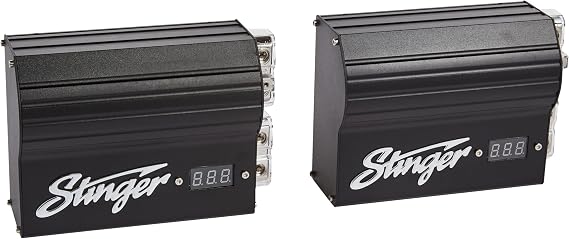 Stinger SPC505 Pro Hybrid 5 Farad Capacitor, Black | Stabilizes voltage for demanding amplifiers, helps reduce headlight dimming during bass hits, quick energy reserve on peaks