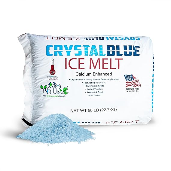 Snow Joe Crystal Blue Snow & Ice Melter, Heat-Generating Crystals, 50Lb Bag
