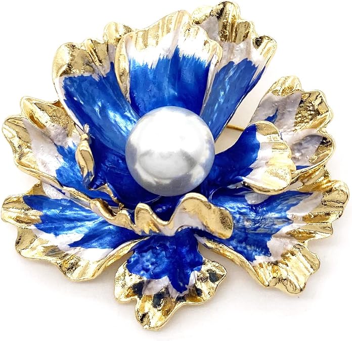 LAXPICOL Vintage Elegant Flower Brooch Pearl Wedding Broach Pin