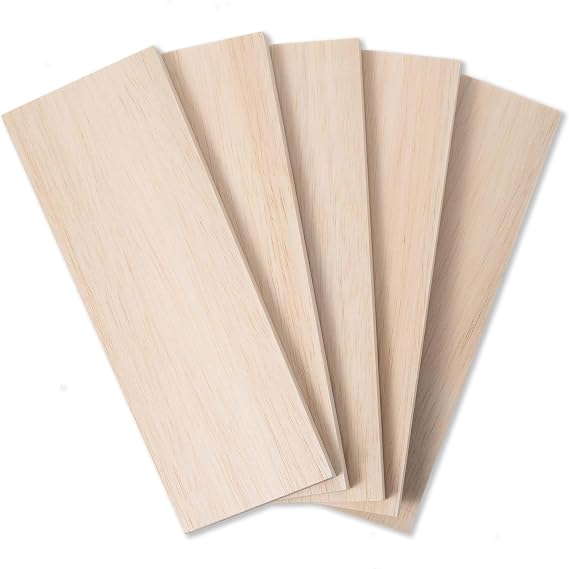 Balsa Wood Sheets 1/2" Inch Thick 12" x 4" Unfinished Wooden Board by Craftiff (5 Pack)