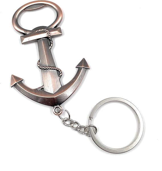 Onwomania - Anchor with Rope Bottle Opener Keyring - Metal Lucky Charm Ideal as a Gift e.g. for Best Friend Best Friend Mum - For Men Women & Children bronze