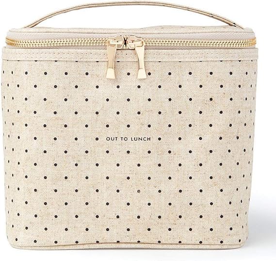 Kate Spade New York Insulated Lunch Tote, Cute Lunch Bag for Women, Compact 8 x 4.5 x 7.23 Size, Deco Dots Out To Lunch