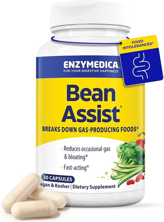 Enzymedica BeanAssist, Helps Reduce Gas & Bloating, Vegan - 30 Capsules