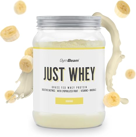 Just Whey Protein Powder - Made from Willow Cow's Milk with DigeZyme® for Better Digestion Multi-Component Protein Powder with Essential Amino Acids & BCAAs - GymBeam (500 g Banana)