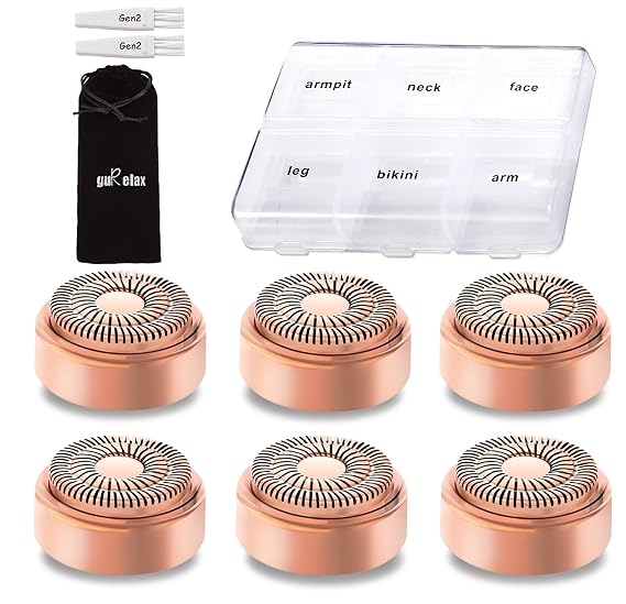 Replacement Heads for Flawless Hair Remover Gen 2, 18k Gold Facial Hair Remover Replacement Head with Compartment Storage Box, Women Painless Replacement Blades fit Finishing Touch Flawless