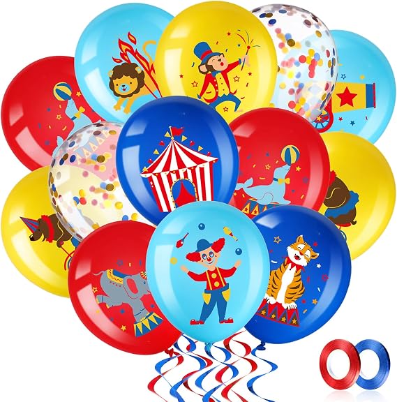 60 Pack Carnival Theme Party Decor 12 Inch Latex Circus Balloons