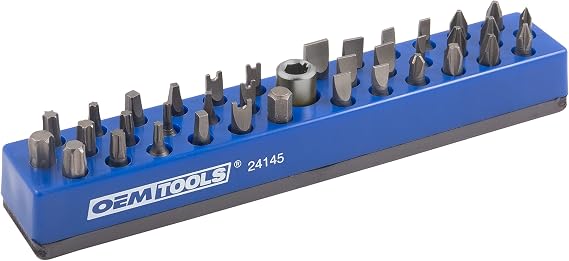 OEMTOOLS 24145 36 Piece Magnetic Hex Bit Holder, Hex Bit Organizers, Magnetic Organizer Mounts to Metal Surfaces, Non Marring Hex Bit Storage, Blue