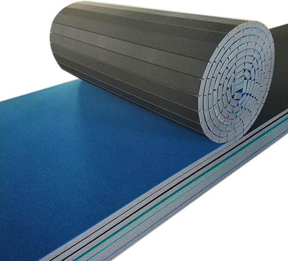 Indoor Gymnastics Tracks Exercise Mat Roll Out Cheerleading Fitness Mat with a Grippy Gym Carpet Top Sturdy Foam Wrestling Mats for MMA Gymnastics(3m*0.91m*4cm, Blue)