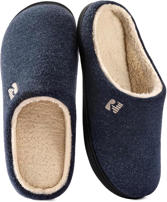 RockDove Men's Sherpa Lined Memory Foam Clog Slipper | Breathable Felt Upper, Non-Slip, Memory Foam, Machine Washable, Lightweight, Comfortable, Warm, Skin-Friendly, Gift-Ready