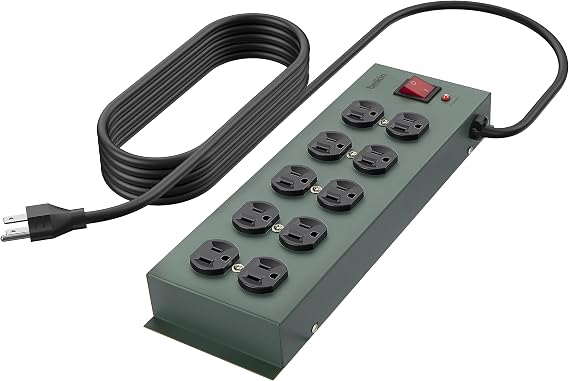 Belkin Metal Power Strip Surge Protector, Gray (F9D1000-15), 10-Outlet