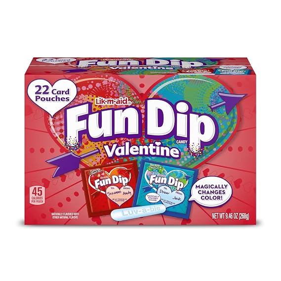 Wonka Fun Dip Valentine Card & Candy Kit 22 Count