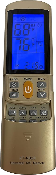 GOLD COLOR AC Remote Control For Carrier, Trane, Toshiba, Sanyo, Mitsubishi, Fujitsu, Hitachi, Haier, LG, York, Midea, Panasonic, Sharp, Samsung, Kelon, Hyundai, Gree, Funai, Daikin, Rowa, Goldstar,
