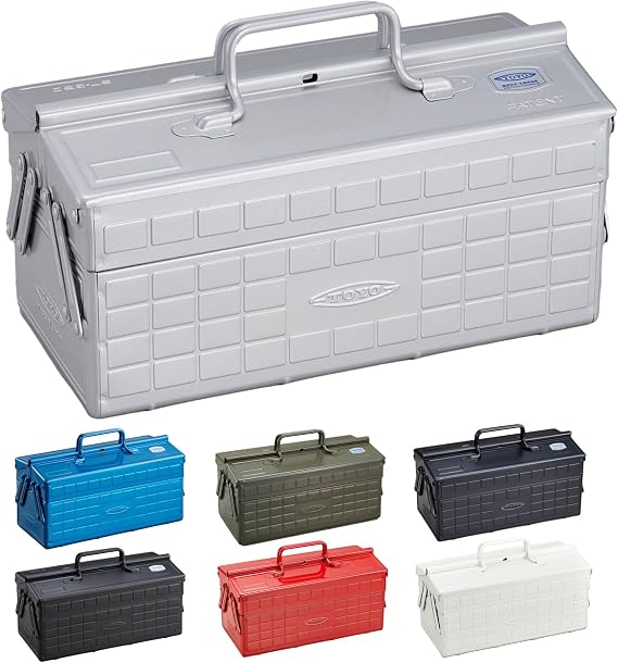 Toyo Steel ST-350 2-Tier Steel Tool Box, Silver, Width 13.8 x Depth 6.3 x Height 8.3 inches 35 x 16 x 21 cm, Made in Japan, Tool Box, Storage Box