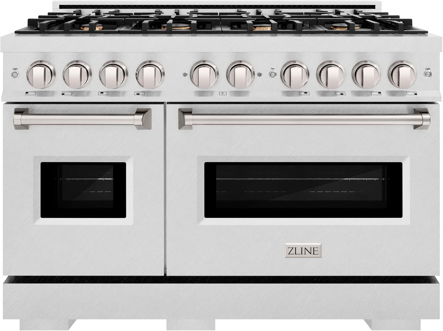 ZLINE 48 in. 6.7 cu. ft. Classic Double Oven Gas Range in Satin Stainless Steel with 8 Brass Burners CGRS-BR-48