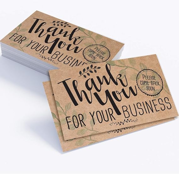 Business Thank You Cards - Small Business Essentials - Thank You For Your Business - Blank Note Card, Stationery Set of 50 3.5 x 2 Standard Business Card, Small Business Thank You Cards