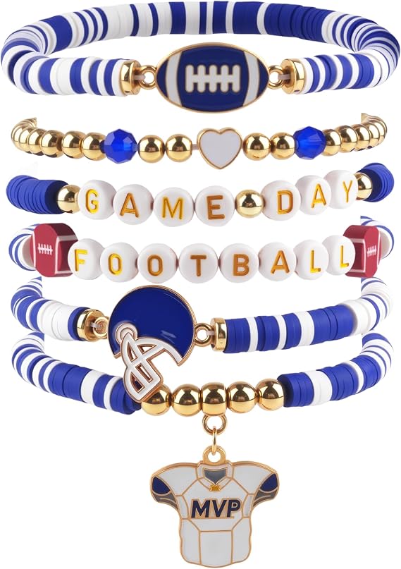OHOME Football Accessories - 6 Pack Game Day Bracelets - Football Mom Shirt