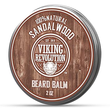 Viking Revolution Sandalwood Beard Balm - Beard Butter with Argan Oil, Beard Softener for Men with Jojoba Oil - Beard Moisturizer for Men with Beeswax - Beard Wax for Men 2oz, 2 Pack