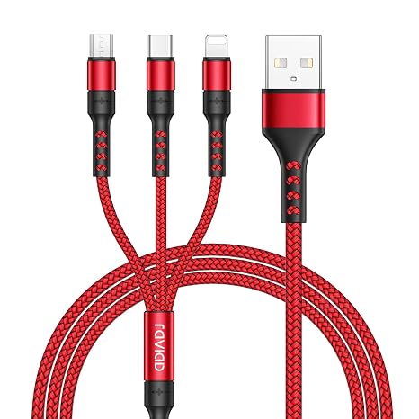 RAVIAD Multi Charger Cable, 3 in 1 Charger Cable 3A USB Fast Charging Cord